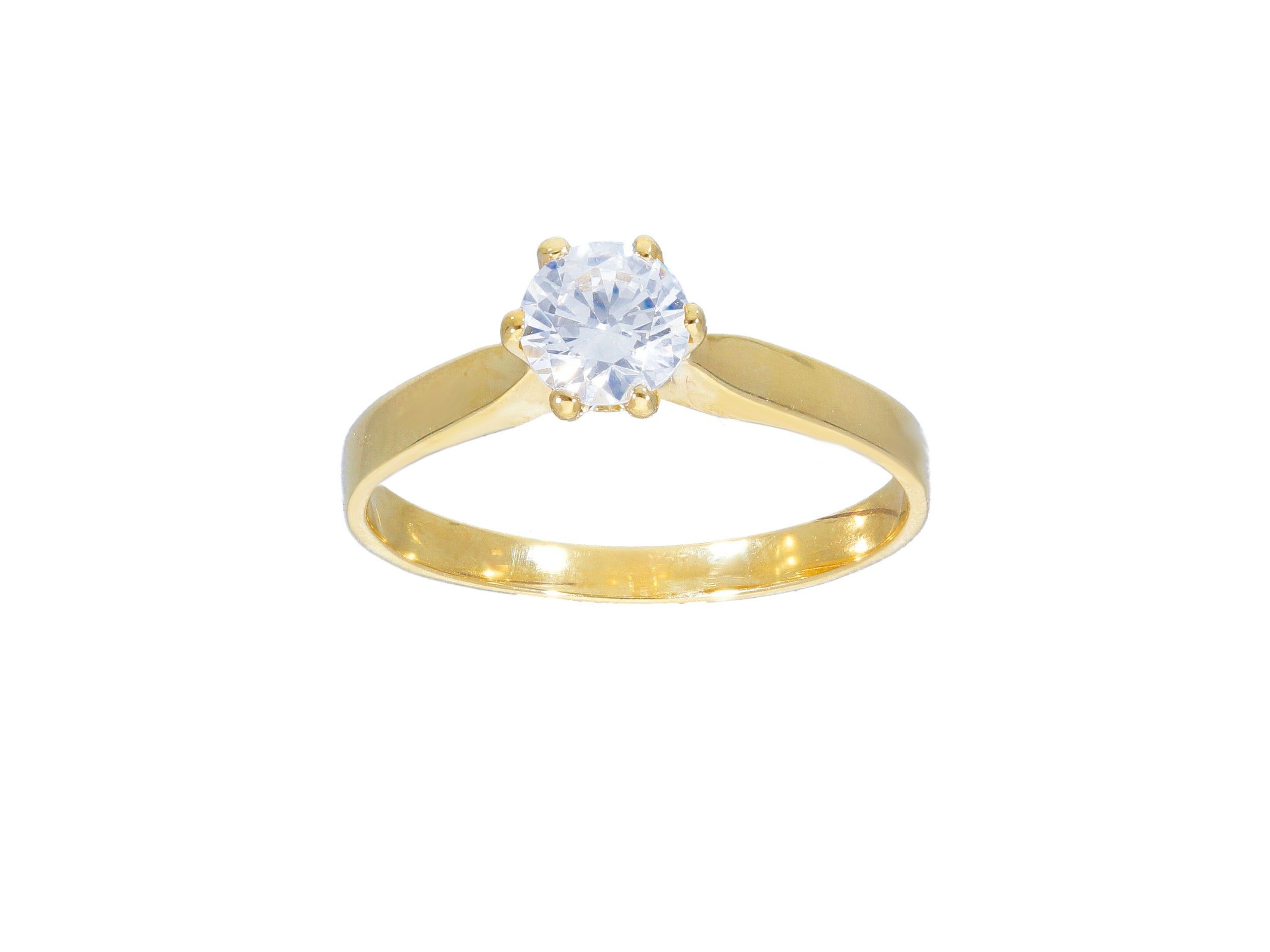 Single stone gold ring k14 with zirgon stone tied on six stripes (code S244496)